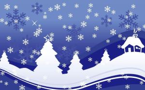 Snow Christmas Tree House Snowflakes Winter Abstract wallpaper thumb