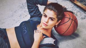 Selena Gomez, Women, Brunette, Sports Bra, Basketball, Lying Down wallpaper thumb