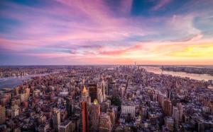City, Cityscape, New York City, USA, Building, Skyscraper, Clouds, River wallpaper thumb