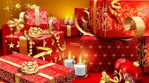 Christmas Presents Wrapped in Red HD wallpaper thumb