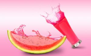 Watermelon juice, glass cup, pink style wallpaper thumb