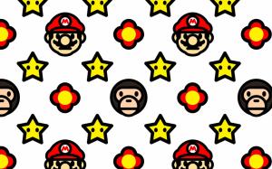 Mario Stars Pattern White HD wallpaper thumb