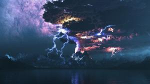 Volcano Storm & Lightning HD wallpaper thumb