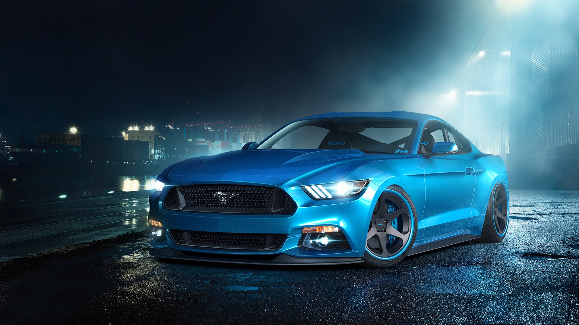 Ford Mustang Gt Blue Supercar Wallpaper Cars Wallpaper Better