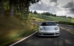 Porsche Panamera Road Motion Blur HD wallpaper thumb
