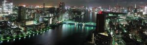 Tokyo city night, buildings, skyscrapers, river, bridge, lights, Japan wallpaper thumb