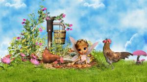 Summers Friendly Chickens wallpaper thumb