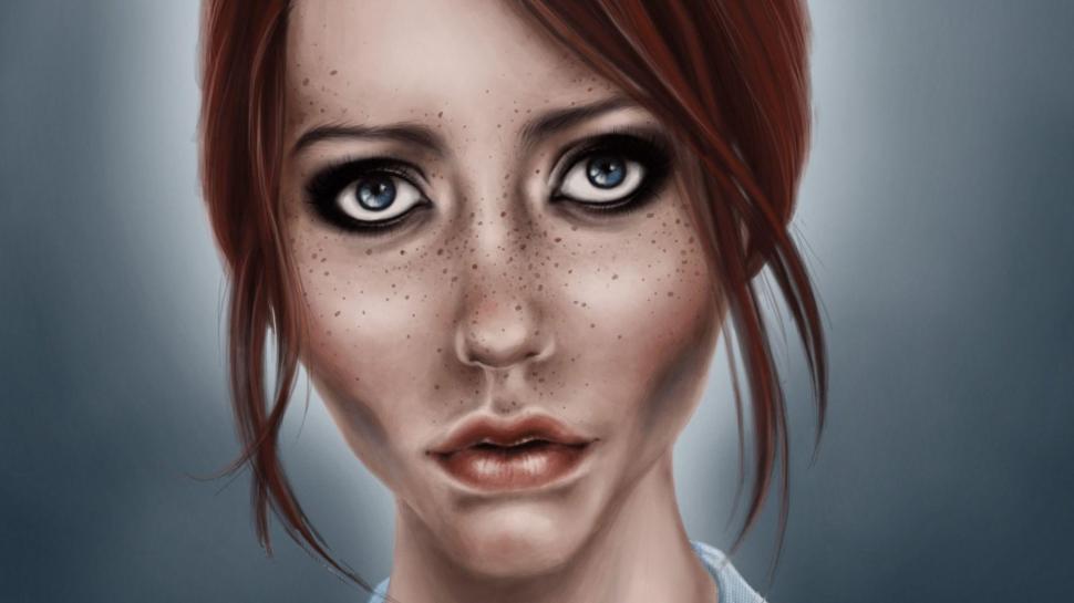 Girl with freckles wallpaper,fantasy HD wallpaper,1920x1080 HD wallpaper,woman HD wallpaper,redhead HD wallpaper,freckle HD wallpaper,1920x1080 wallpaper