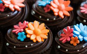 Art cake, chocolate, cream, flowers, sweet, dessert wallpaper thumb