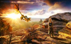 Daenerys Targaryen with Dragon wallpaper thumb
