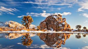 Reflection Rock Stone Desert Snow HD wallpaper thumb