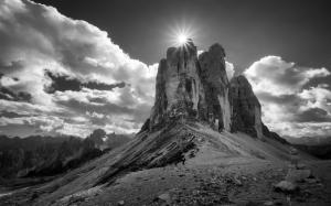 Landscape, Nature, Summer, Mountain, Monochrome, Clouds, Sun Rays, Alps, Italy wallpaper thumb