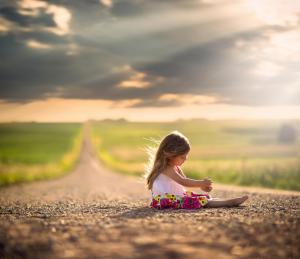 Child on road space wallpaper thumb