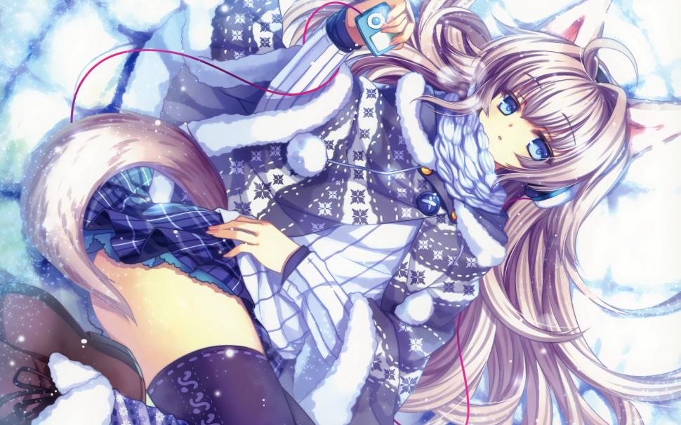 Anime Girl, Tail, Animal Ears, Original Characters, Winter, Anime wallpaper,anime girl HD wallpaper,tail HD wallpaper,animal ears HD wallpaper,original characters HD wallpaper,winter HD wallpaper,anime HD wallpaper,2560x1600 wallpaper