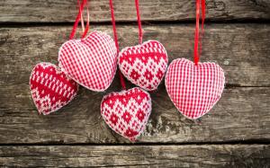 Art knit, red white love heart wallpaper thumb