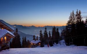 Ski Lodge Lodge Ski Lift Snow Winter Trees House HD wallpaper thumb