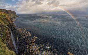 Rainbow Ocean Coast Rocks Stones HD wallpaper thumb
