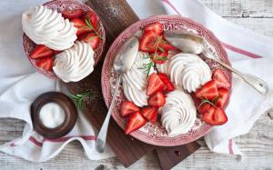 Meringue Strawberries Berries Dessert wallpaper thumb