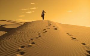 Walking Man In Desert wallpaper thumb