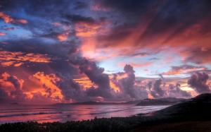 Seaside sunset sky clouds wallpaper thumb