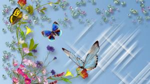 Wild Flower Butterflies wallpaper thumb