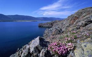 Rocky Shoreline Barakchin Island Lake Baikal wallpaper thumb