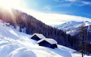 winter, winter, Chalet, mountains, snow, europe, austria, travel, alps, season, wallpaper thumb
