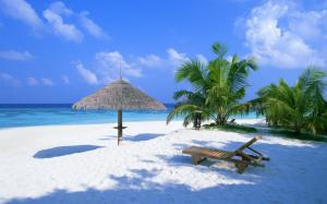 Holiday beach chairs and pavilion wallpaper thumb