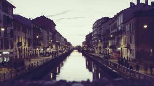 colorized photos, photography, Italy, Milan, canal, city, night wallpaper thumb