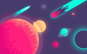 Digital Art, Planet, Space, Comet, Colorful, Spaceship wallpaper thumb