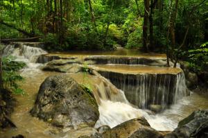 Green Thailand Parks Waterfalls Forest Stones Erawan Nature River Desktop Images wallpaper thumb