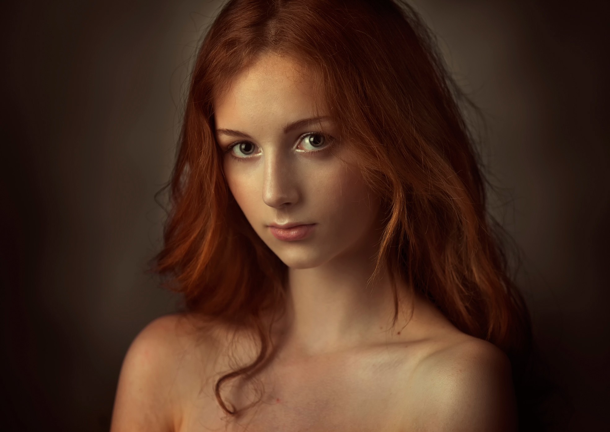 Download Wallpaper For 320x480 Resolution Women Face Portrait Model Redhead Girls