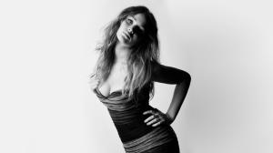 Jennifer Lawrence, Women, Actress, Celebrity, Monochrome, Simple Background, Cleavage wallpaper thumb