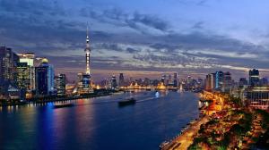 China, Shanghai, city night, lights, river, buildings wallpaper thumb