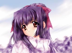Anime Girls, Long Hair, Purple Hair, Starry Eyes wallpaper thumb