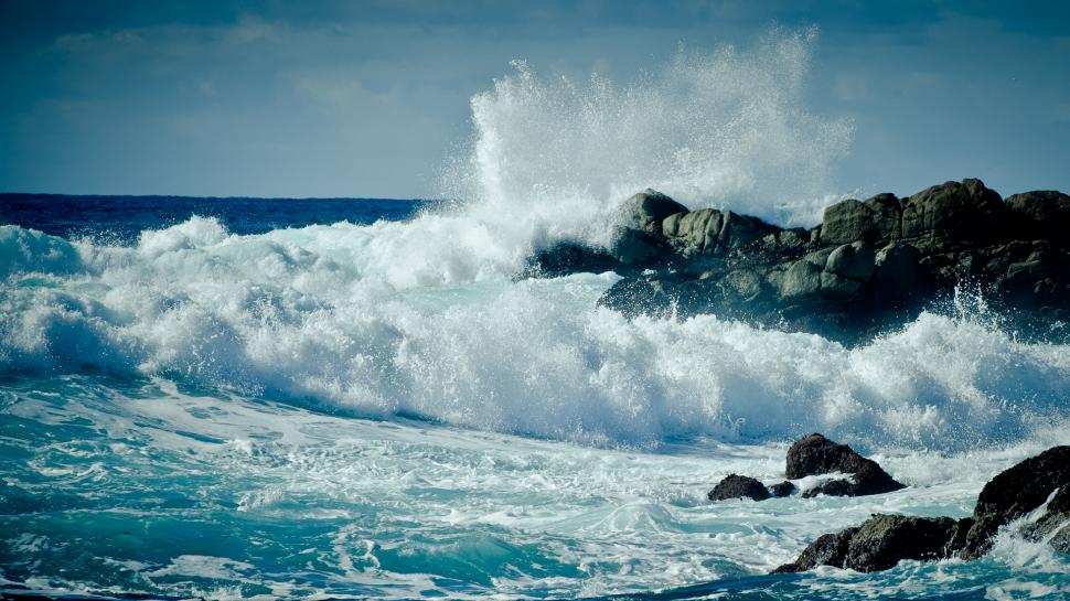 Ocean Wave Rocks Blue HD wallpaper,nature HD wallpaper,ocean HD wallpaper,blue HD wallpaper,rocks HD wallpaper,wave HD wallpaper,1920x1080 wallpaper