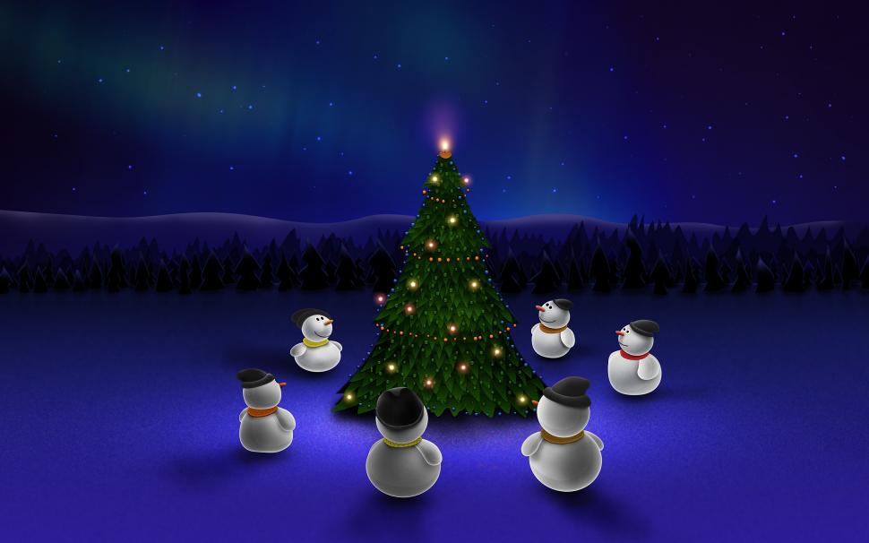 Snowman Around Christmas Tree wallpaper,christmas hd wallpaper HD wallpaper,christmas background HD wallpaper,christmas lights HD wallpaper,2560x1600 wallpaper