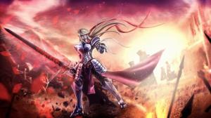 Fantasy knight girl, armor, sword, battle wallpaper thumb