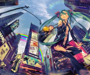 Vocaloid, Times Square, Hatsune Miku, Anime Girls wallpaper thumb
