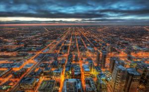 Chicago, Illinois, USA, buildings, skyscrapers, night lights wallpaper thumb