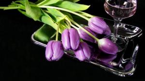 Tulips flowers wine glass tray wallpaper thumb