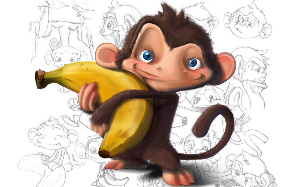 Monkey holding a banana wallpaper,funny HD wallpaper,1920x1200 HD wallpaper,banana HD wallpaper,monkey HD wallpaper,1920x1200 wallpaper