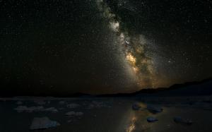 Milky Way Galaxy Stars Night Rocks Stones Reflection HD wallpaper thumb