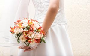 Bride Woman Bringing Flowers  Stock Photos wallpaper thumb