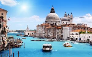 Venice Italy Canal Buildings Boats Sunlight HD wallpaper thumb