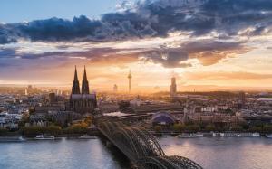Cologne Cathedral, Cologne, Cityscape, Germany, Sunset, River, Architecture wallpaper thumb