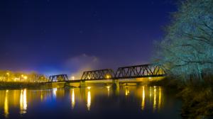 Bridge Night River Stars HD wallpaper thumb