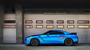 Nissan GT-R blue car side view wallpaper thumb