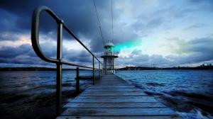 Sea, Lighthouse, Clouds, Light wallpaper thumb