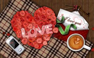 Love letters roses and coffee wallpaper thumb